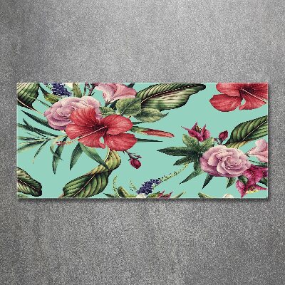 Quadro su vetro acrilico Fiori tropicali