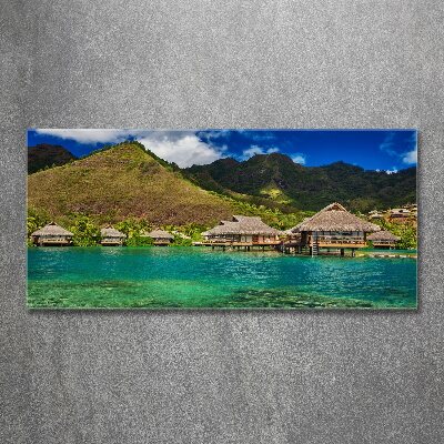 Quadro in vetro acrilico Bungalow sull'acqua