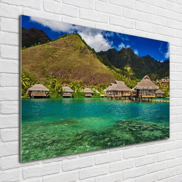 Quadro in vetro acrilico Bungalow sull'acqua