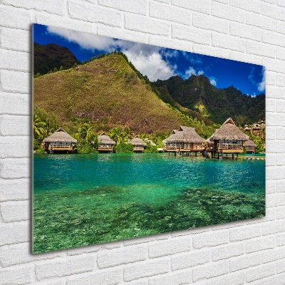 Quadro in vetro acrilico Bungalow sull'acqua