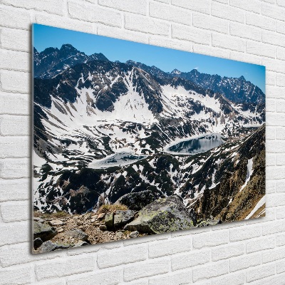 Quadro su vetro acrilico Lago nei Monti Tatra