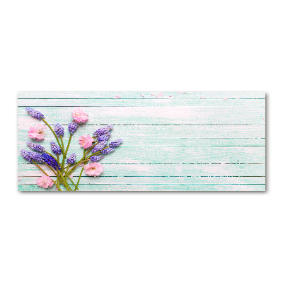 Quadro su vetro acrilico Lavanda su legno