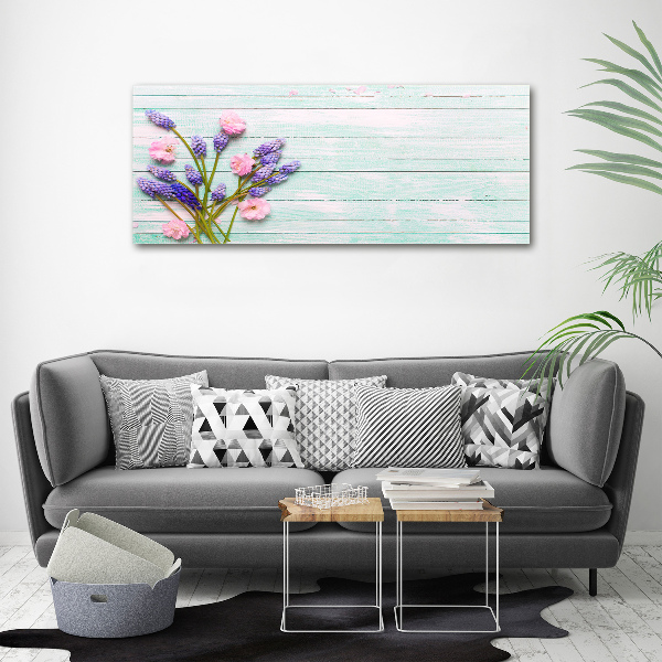 Quadro su vetro acrilico Lavanda su legno