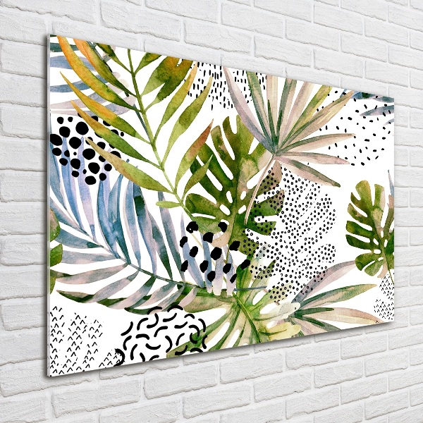 Quadro in vetro acrilico Foglie tropicali
