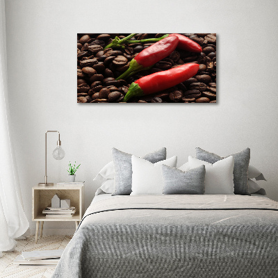 Quadro in vetro acrilico Peperoncino e caffè