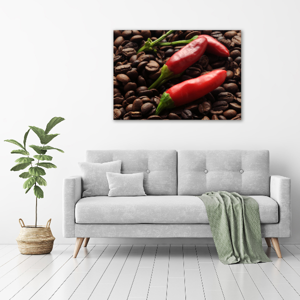Quadro in vetro acrilico Peperoncino e caffè