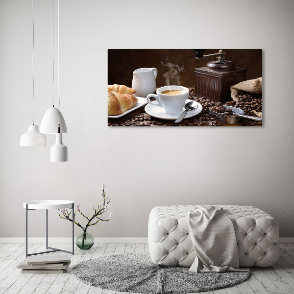 Quadro in vetro acrilico Cornetti e caffè