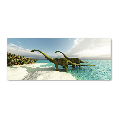 Quadro in vetro acrilico Dinosauri sulla spiaggia
