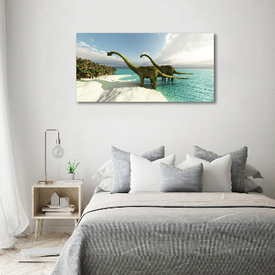 Quadro in vetro acrilico Dinosauri sulla spiaggia