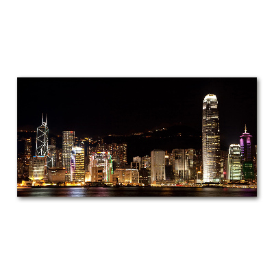 Quadro in vetro acrilico Hong Kong di notte