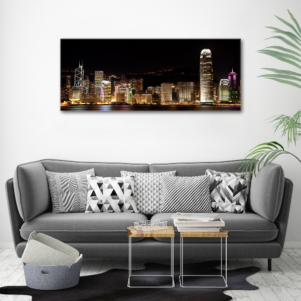 Quadro in vetro acrilico Hong Kong di notte