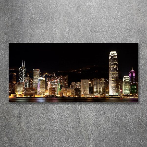 Quadro in vetro acrilico Hong Kong di notte