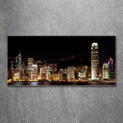Quadro in vetro acrilico Hong Kong di notte