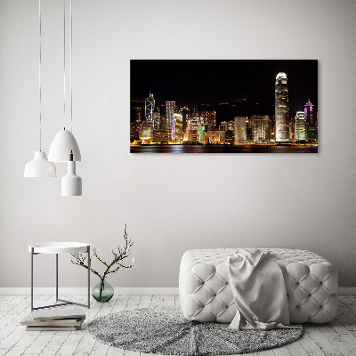 Quadro in vetro acrilico Hong Kong di notte