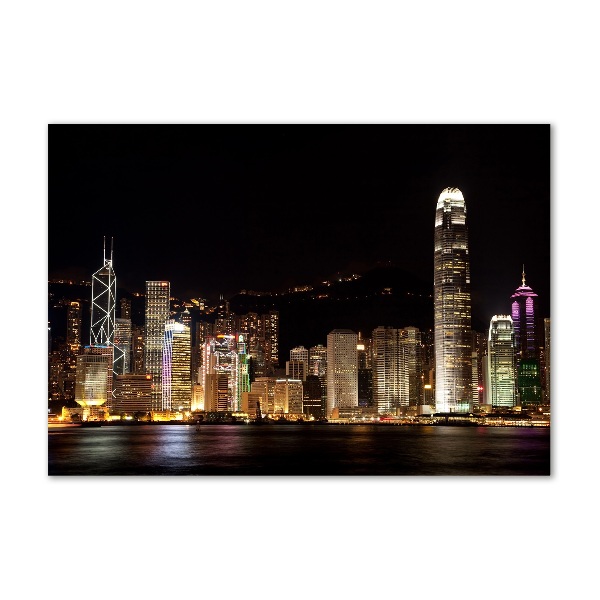 Quadro in vetro acrilico Hong Kong di notte