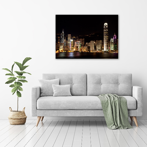Quadro in vetro acrilico Hong Kong di notte