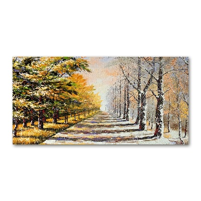 Quadro su vetro acrilico Autunno contro inverno