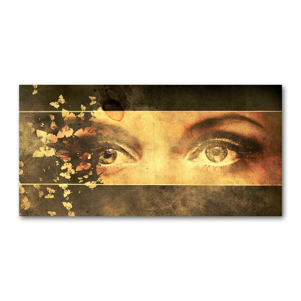 Quadro su vetro acrilico Occhi e farfalle