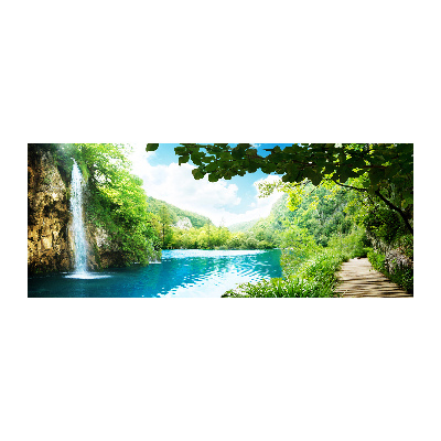 Quadro in vetro acrilico Cascata nella foresta