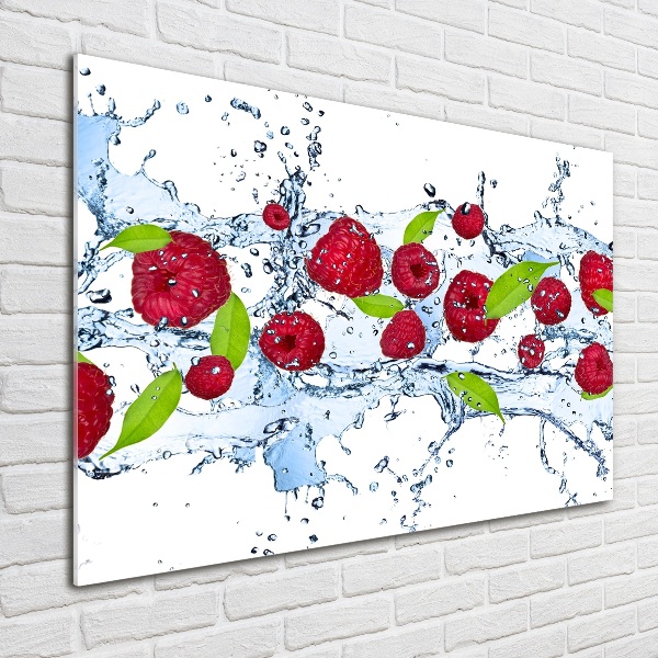 Quadro in vetro acrilico Lamponi e acqua