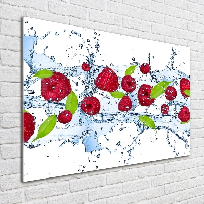 Quadro in vetro acrilico Lamponi e acqua