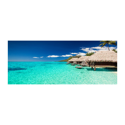 Quadro su vetro acrilico Bungalow sull'acqua