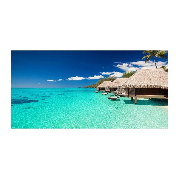 Quadro su vetro acrilico Bungalow sull'acqua