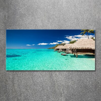 Quadro su vetro acrilico Bungalow sull'acqua