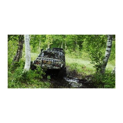Quadro in vetro acrilico Jeep nella foresta