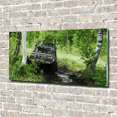 Quadro in vetro acrilico Jeep nella foresta