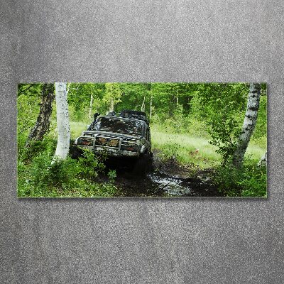 Quadro in vetro acrilico Jeep nella foresta