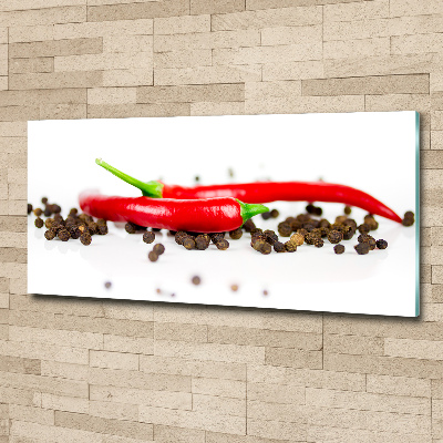Quadro su vetro acrilico Peperoncino e pepe