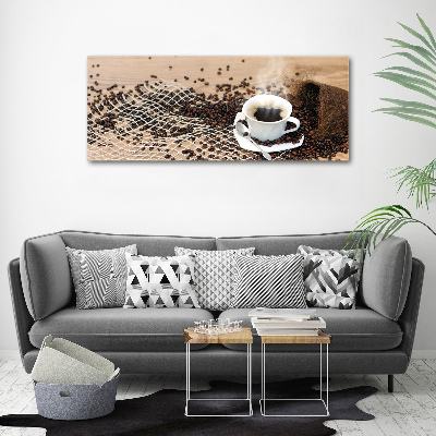 Quadro su vetro acrilico Caffè e chicchi di caffè