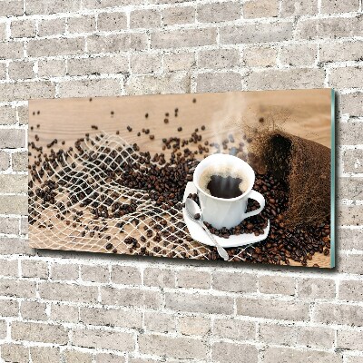 Quadro su vetro acrilico Caffè e chicchi di caffè
