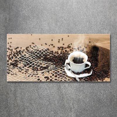 Quadro su vetro acrilico Caffè e chicchi di caffè