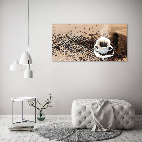 Quadro su vetro acrilico Caffè e chicchi di caffè