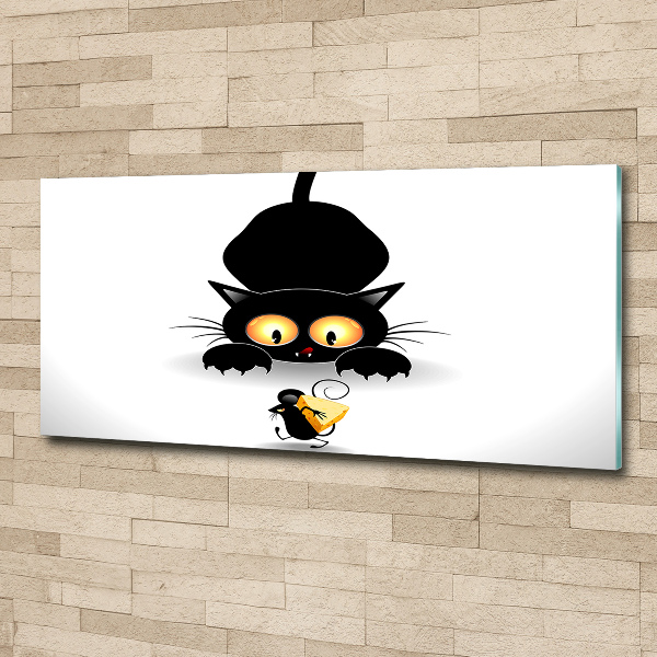 Quadro vetro acrilico Gatto e topo