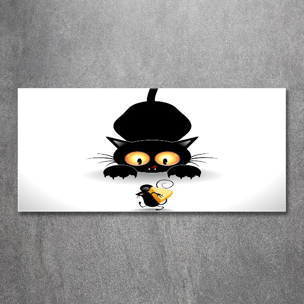 Quadro vetro acrilico Gatto e topo