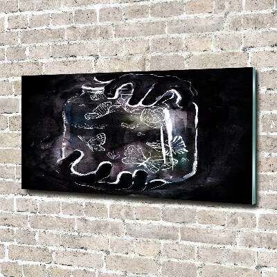Quadro su vetro acrilico Farfalle in un barattolo