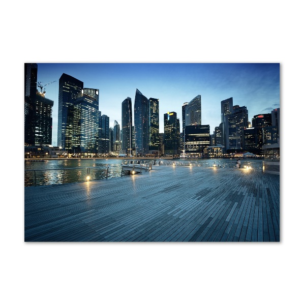 Quadro in vetro acrilico Singapore di notte