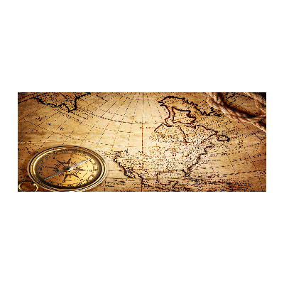 Quadro vetro acrilico Bussola sulla mappa