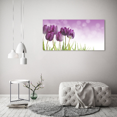 Quadro su vetro acrilico Tulipani viola