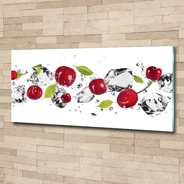Quadro in vetro acrilico Ciliegie e acqua