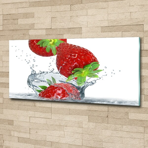 Quadro in vetro acrilico Fragole e acqua