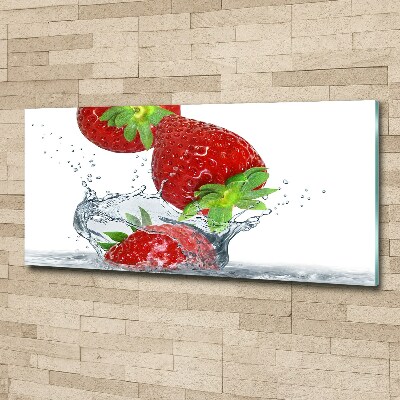 Quadro in vetro acrilico Fragole e acqua