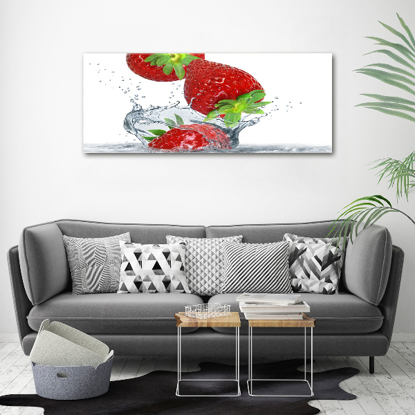 Quadro in vetro acrilico Fragole e acqua