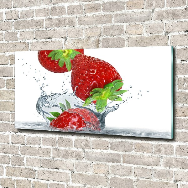 Quadro in vetro acrilico Fragole e acqua