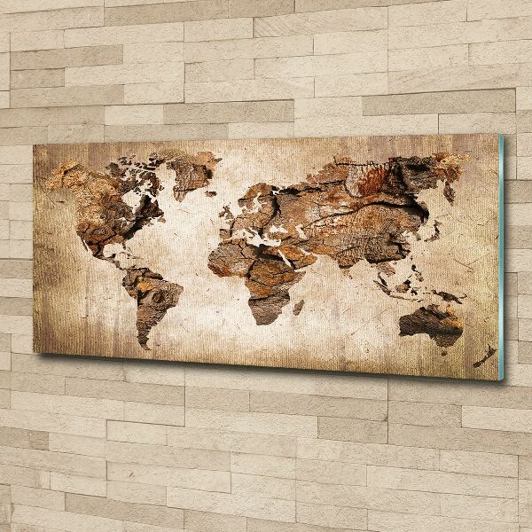 Quadro su vetro acrilico Mappa del mondo di Wood