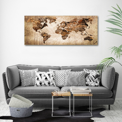 Quadro su vetro acrilico Mappa del mondo di Wood