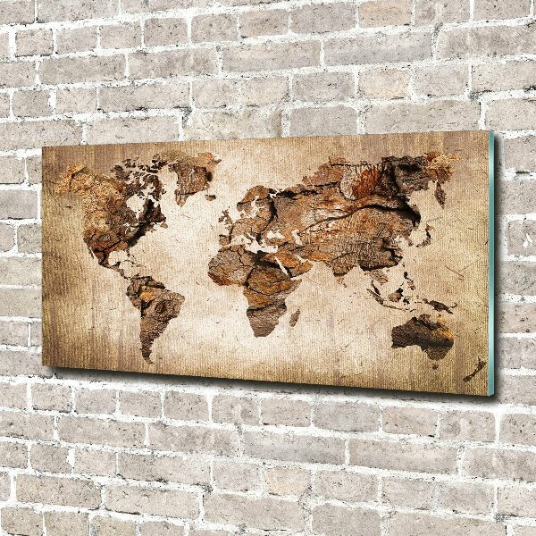Quadro su vetro acrilico Mappa del mondo di Wood
